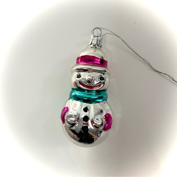 Vintage Czech Rebublic Mercury Glass Snowman & Santa Claus Ornament Handpainted - Picture 2 of 4